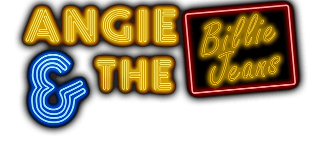 Logo van Angie & the Billie Jeans in golvende neon letters.